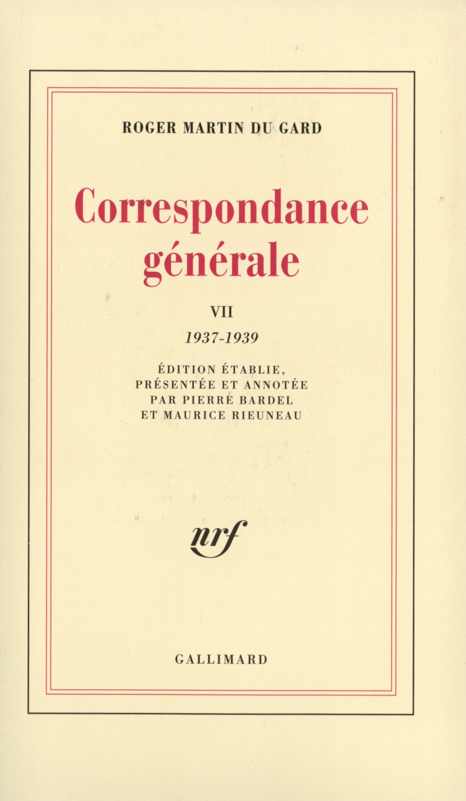 Correspondance générale, 1937-1939 (9782070726608-front-cover)