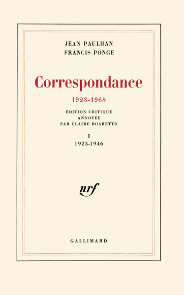 Correspondance, (1923-1968)-1923-1946 (9782070706501-front-cover)