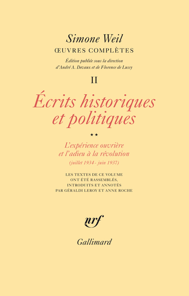 Œuvres complètes, Écrits historiques et politiques 2 (9782070720163-front-cover)