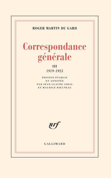 Correspondance générale, 1919-1925 (9782070706617-front-cover)