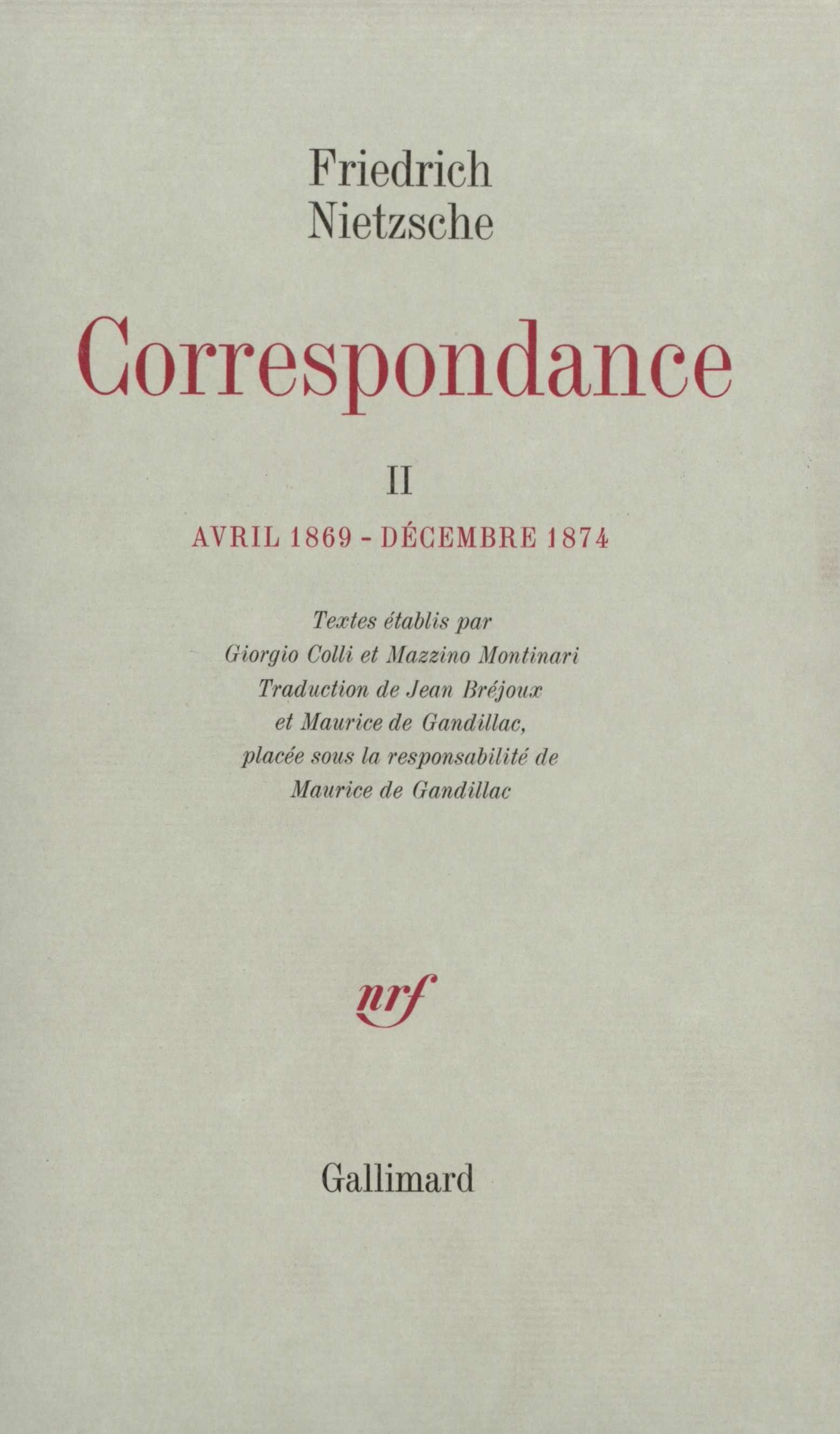 Correspondance, Avril 1869 - Décembre 1874 (9782070705955-front-cover)