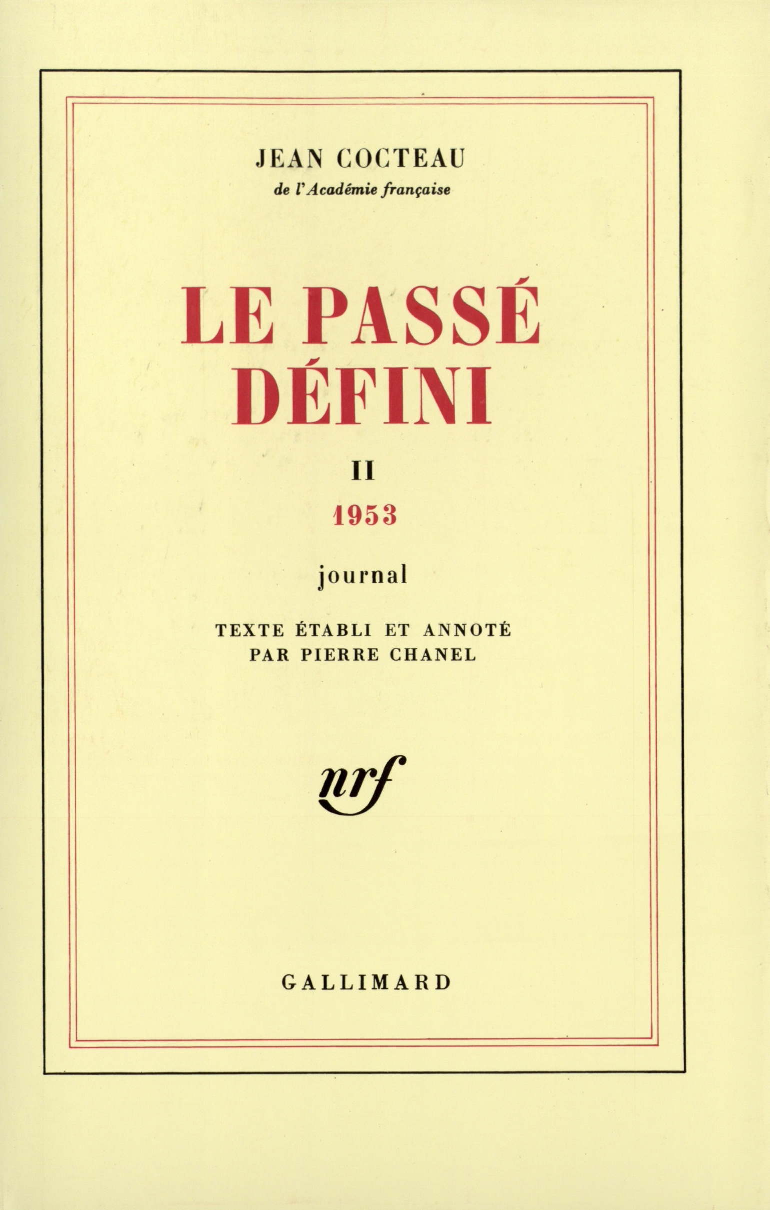 Le Passé défini, Journal-1953 (9782070700189-front-cover)