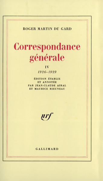 Correspondance générale, 1926-1929 (9782070709175-front-cover)