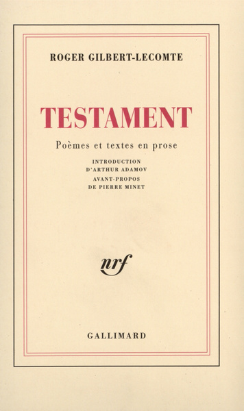 Testament, Poèmes et textes en prose (9782070748365-front-cover)
