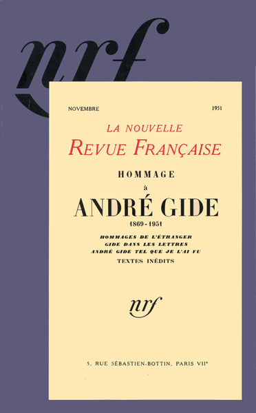 Hommage à André Gide, (1869-1951) (9782070720941-front-cover)