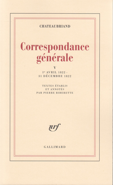 Correspondance générale, 1ᵉʳ avril 1822 - 31 décembre 1822 (9782070705931-front-cover)