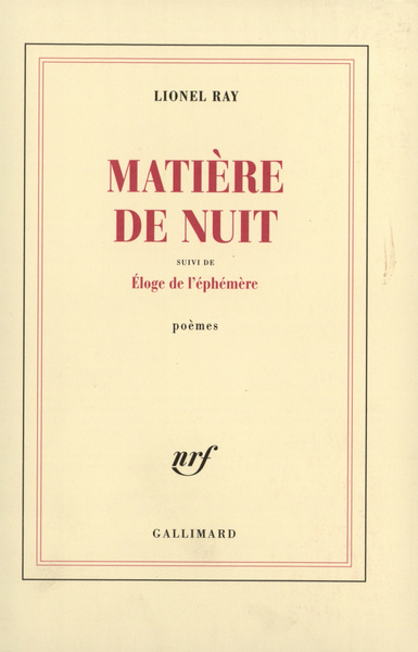 Matière de nuit/Eloge de l'éphémère (9782070771226-front-cover)