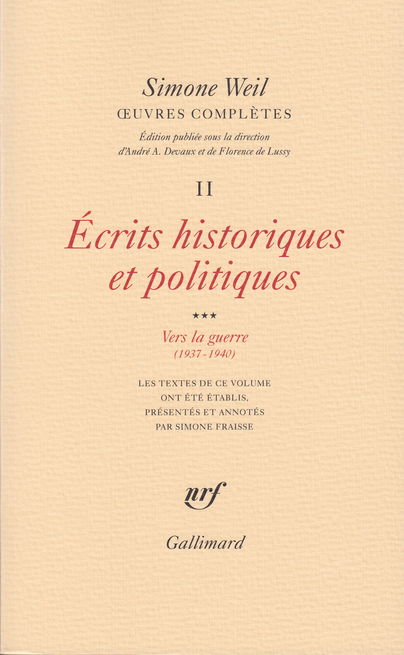 Œuvres complètes, Écrits historiques et politiques 3 (9782070717156-front-cover)