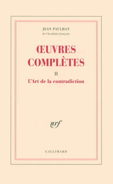 Œuvres complètes, L'Art de la contradiction (9782070770748-front-cover)