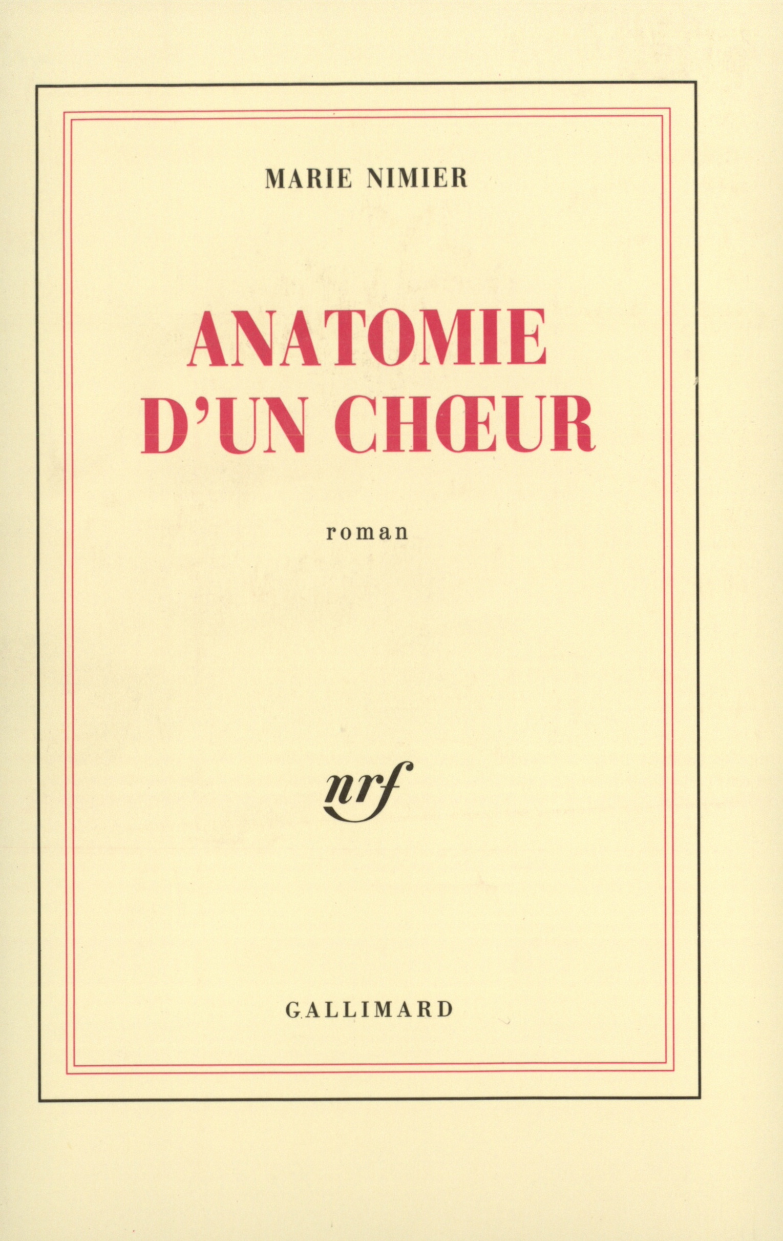 Anatomie d'un choeur (9782070720262-front-cover)