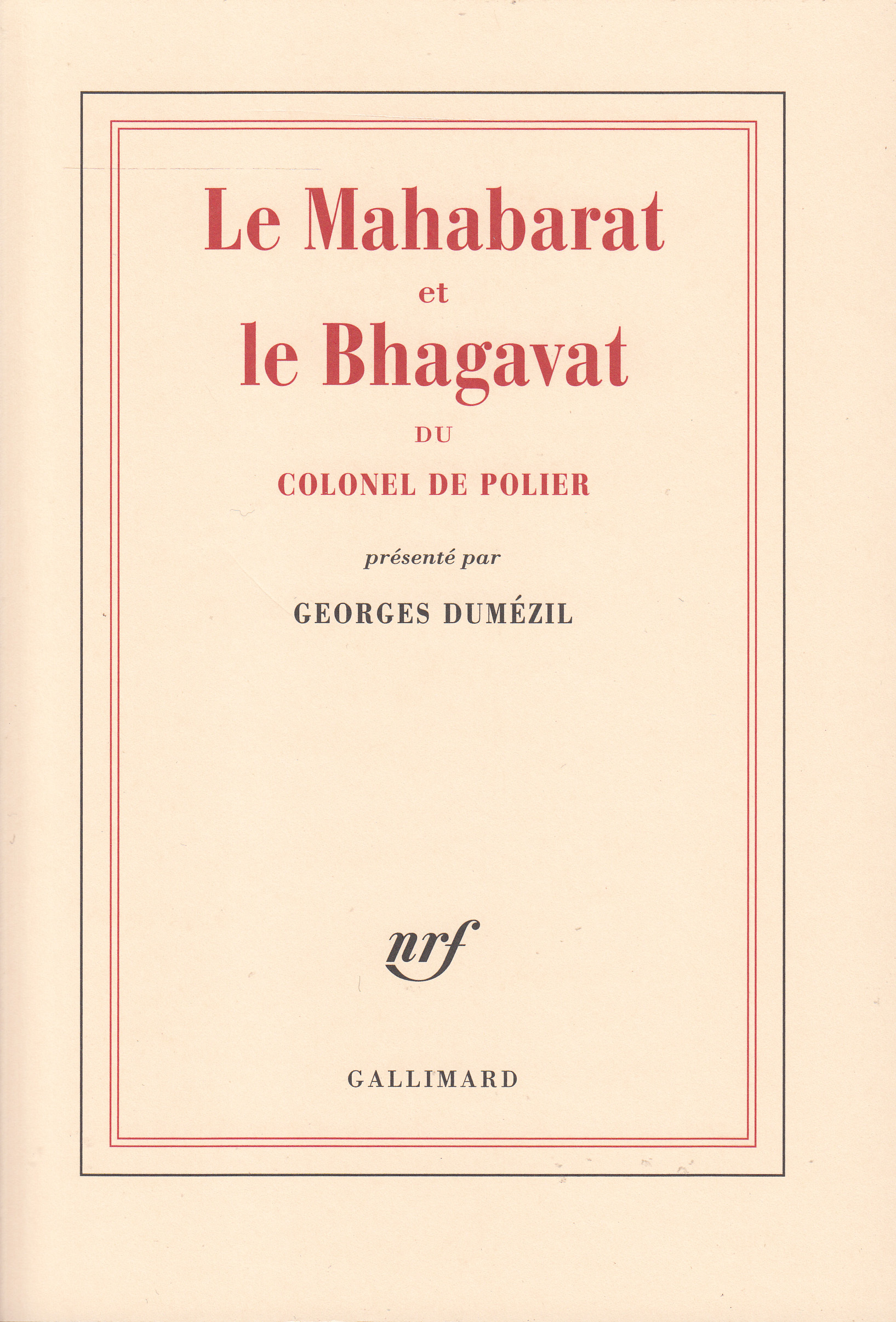 Le Mahabarat et le Bhagavat du colonel de Polier (9782070706051-front-cover)