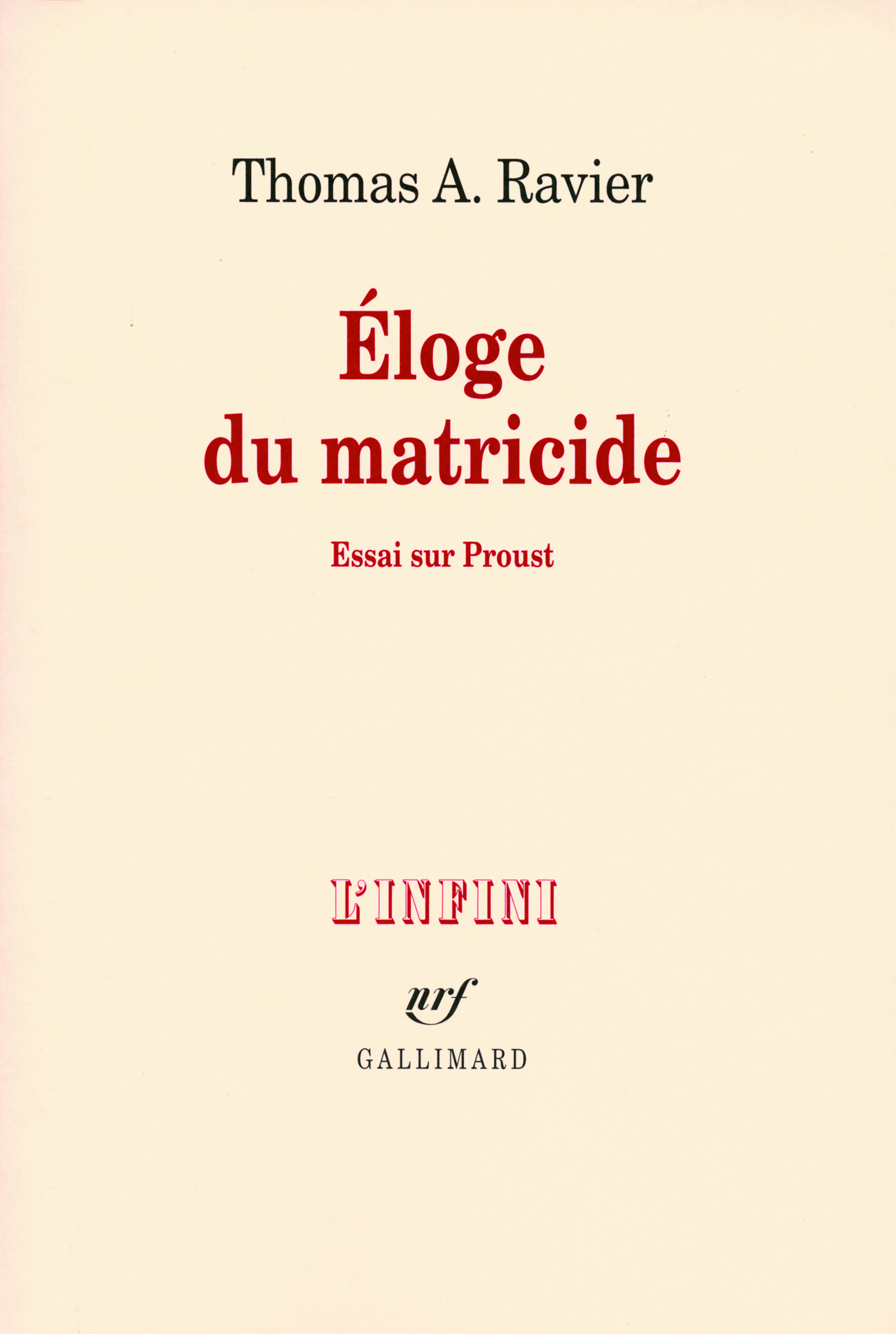 Éloge du matricide, Essai sur Proust (9782070784431-front-cover)