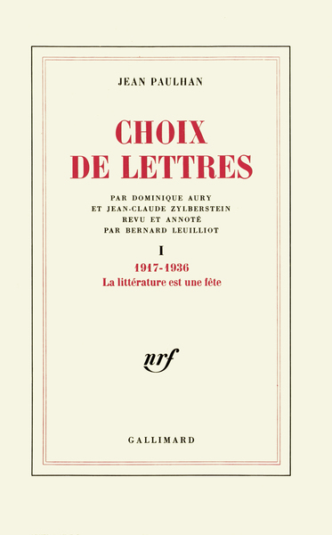 Choix de lettres, 1917-1936 (9782070706143-front-cover)