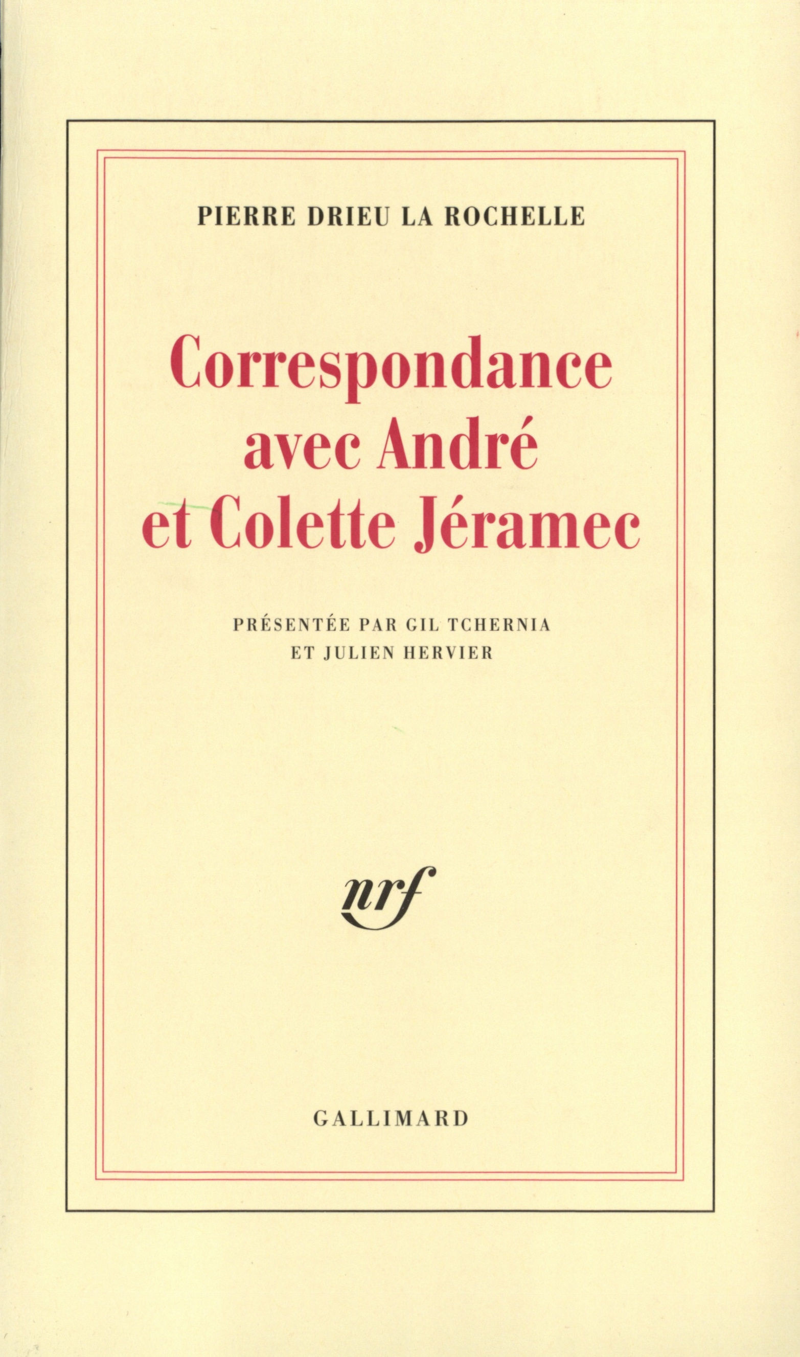 Correspondance avec André et Colette Jéramec (9782070733637-front-cover)