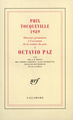 Discours prononcés à l'occasion de la remise du prix Tocqueville 1989 à Octavio Paz (9782070718269-front-cover)