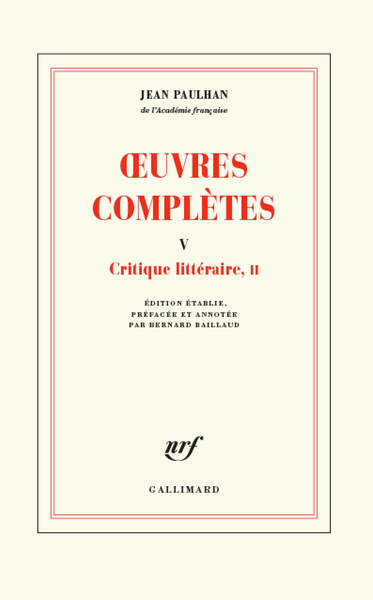 Œuvres complètes, Critique littéraire, II (9782070770779-front-cover)