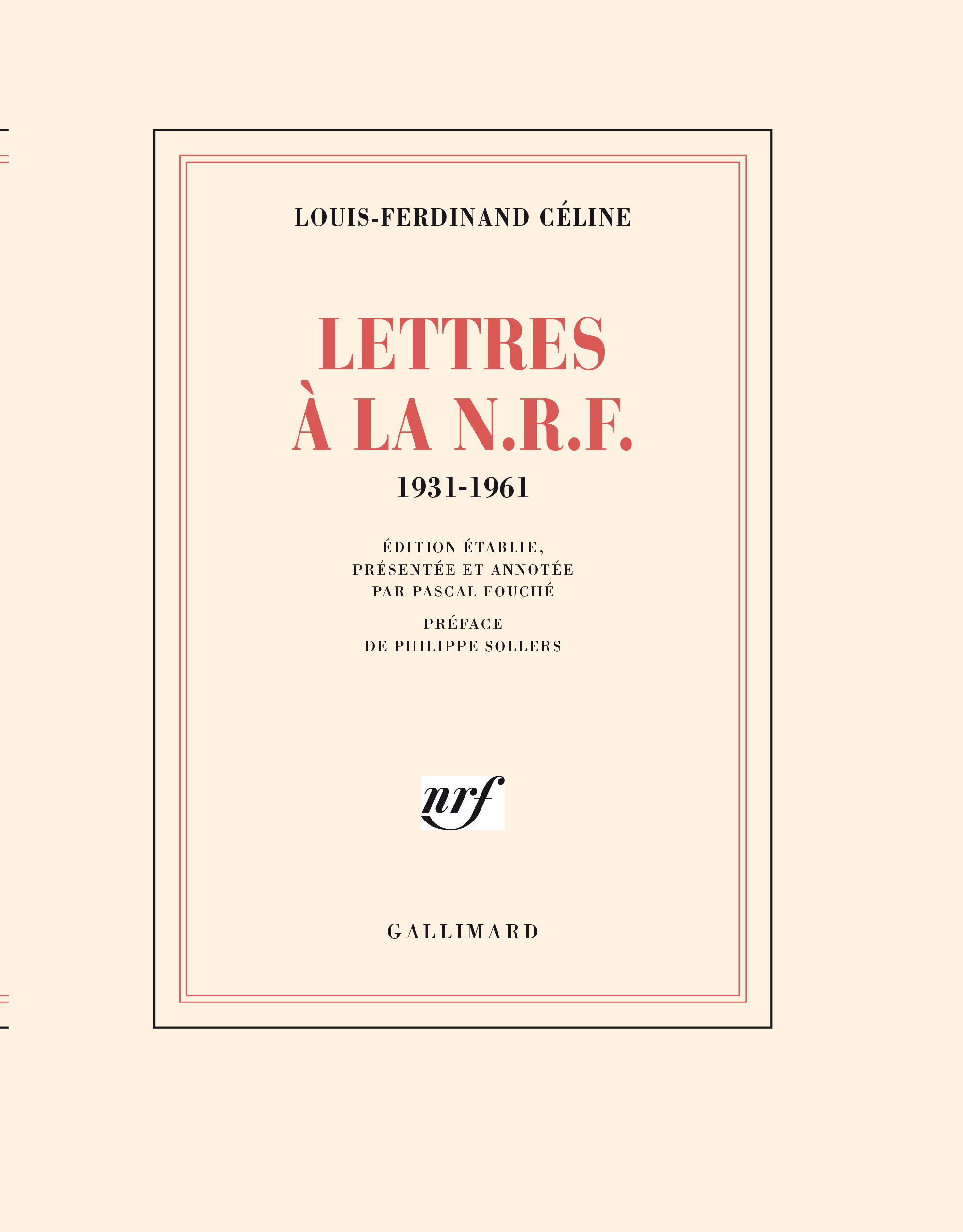 Lettres à la N.R.F., (1931-1961) (9782070721399-front-cover)