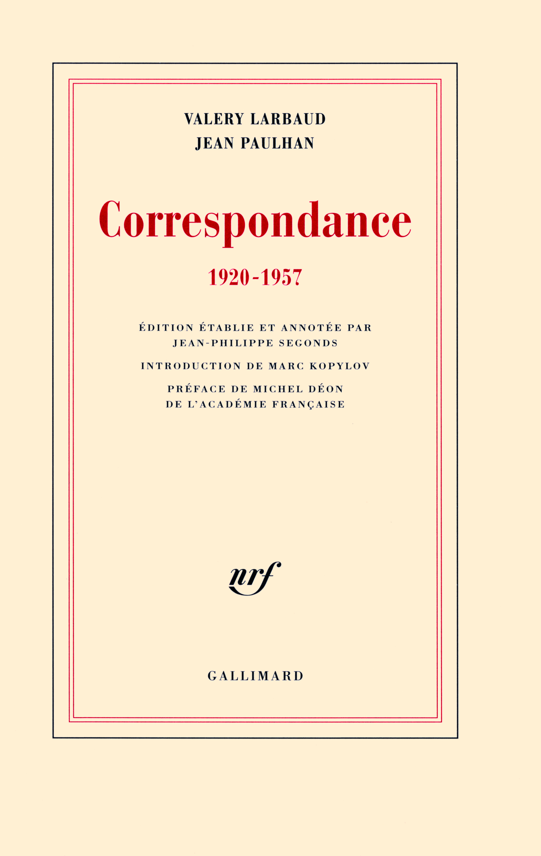 Correspondance, (1920-1957) (9782070752959-front-cover)