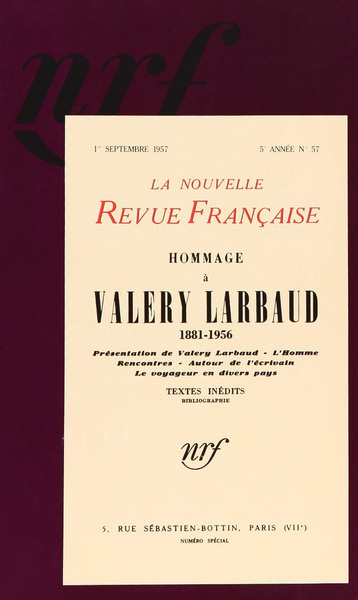 Hommage à Valery Larbaud, (1881-1957) (9782070720958-front-cover)