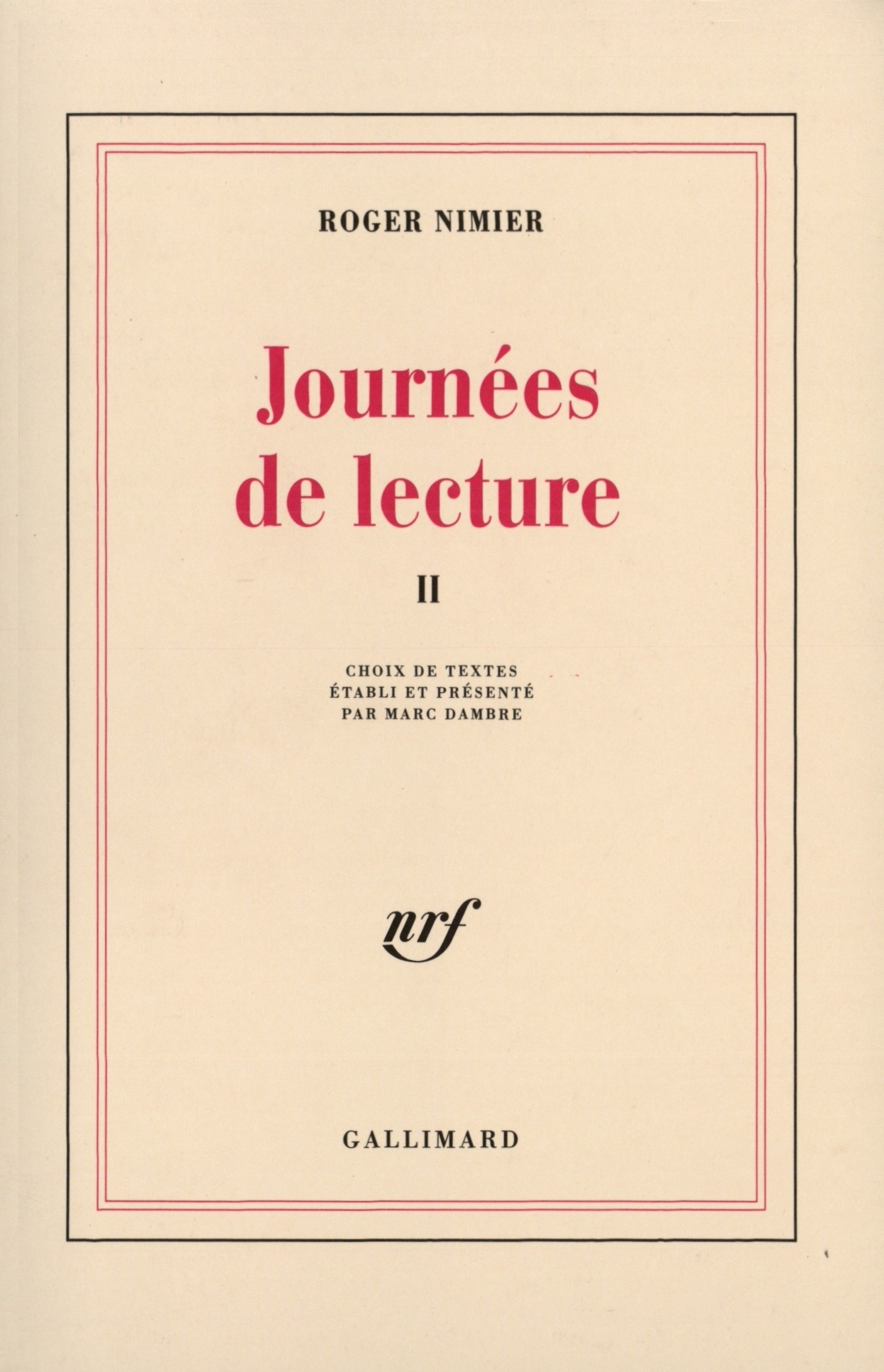 Journées de lecture, 1951-1962 (9782070733842-front-cover)