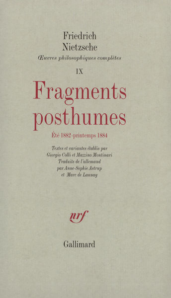 Fragments posthumes, (Été 1882 - Printemps 1884) (9782070732098-front-cover)