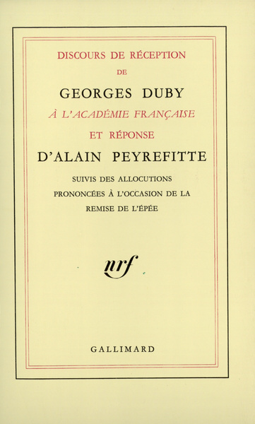 Discours de réception à l'Académie française et réponse d'Alain Peyrefitte (9782070714957-front-cover)