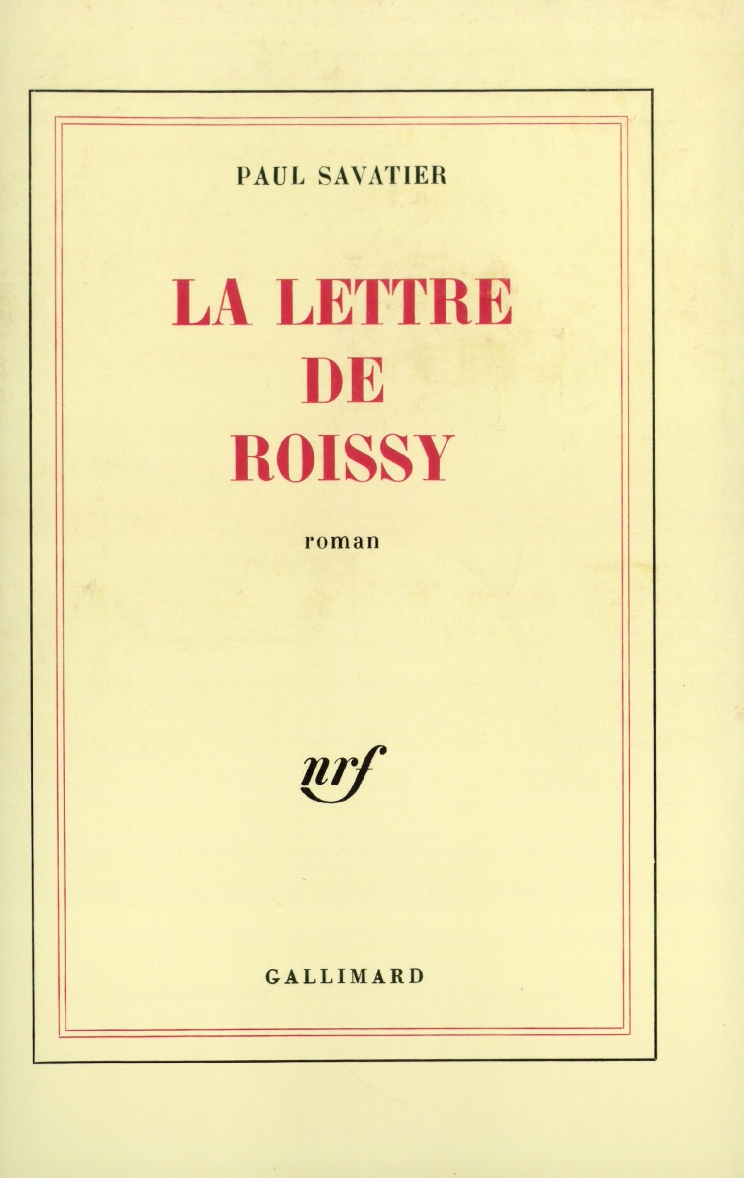 La lettre de Roissy (9782070702800-front-cover)