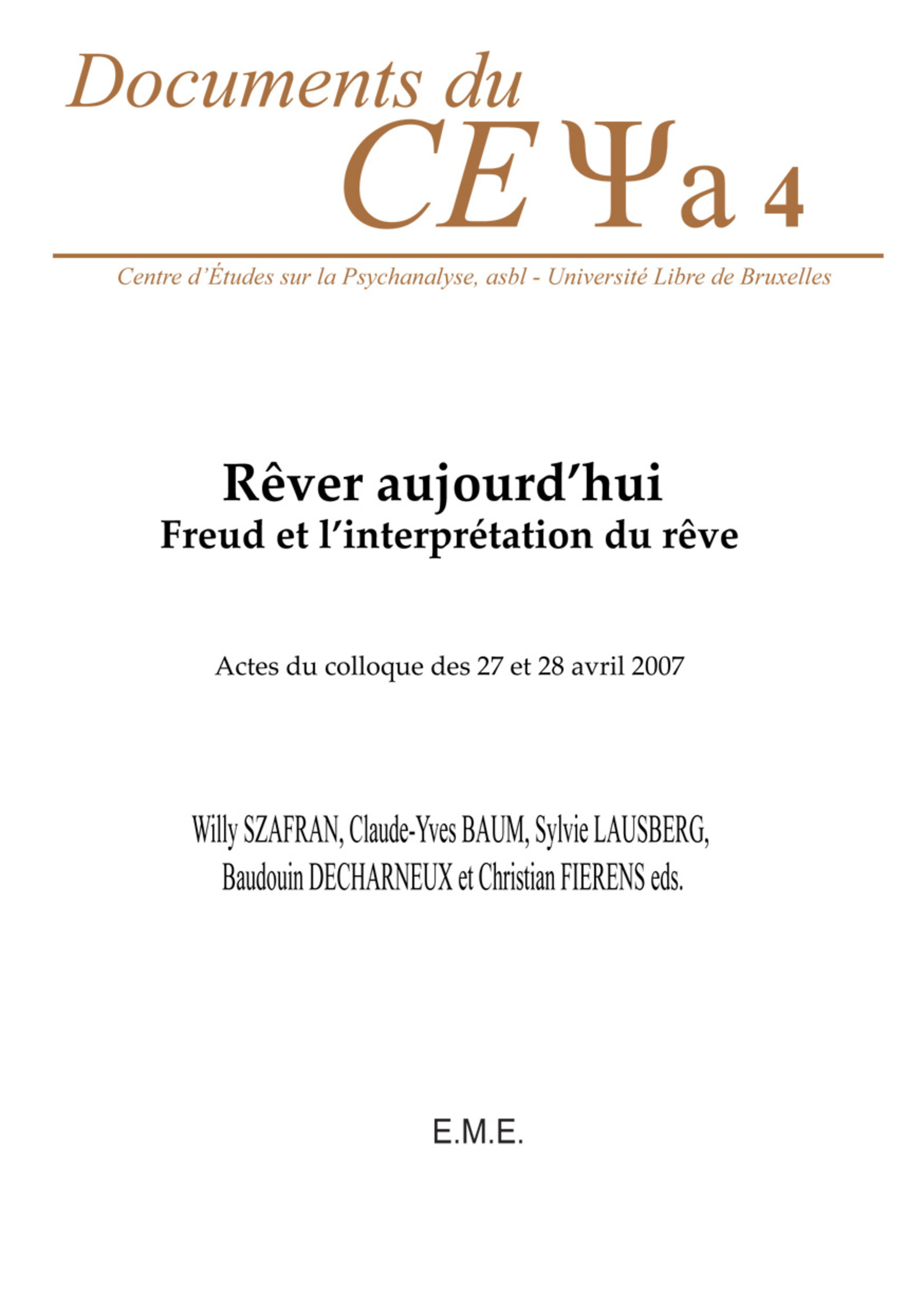 Rever aujourd'hui, Freud et l'interprétation du rêve (9782930481913-front-cover)