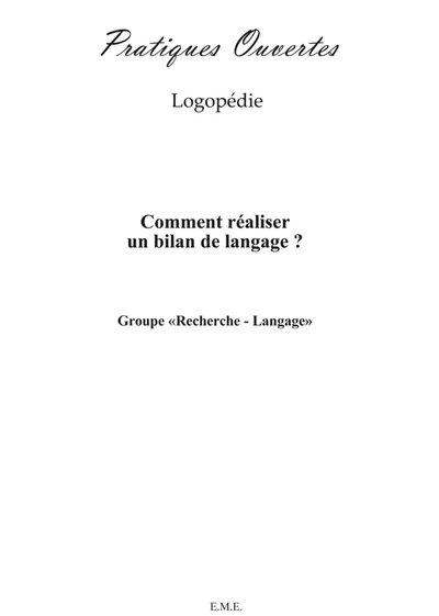 Comment réaliser un bilan de langage ? (9782930481326-front-cover)