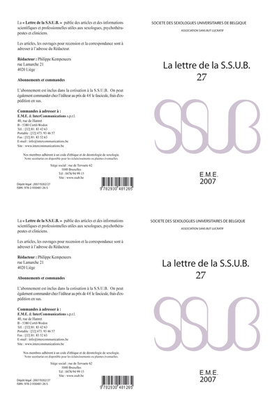 Lettre de la S.S.U.B. 27 (9782930481265-front-cover)