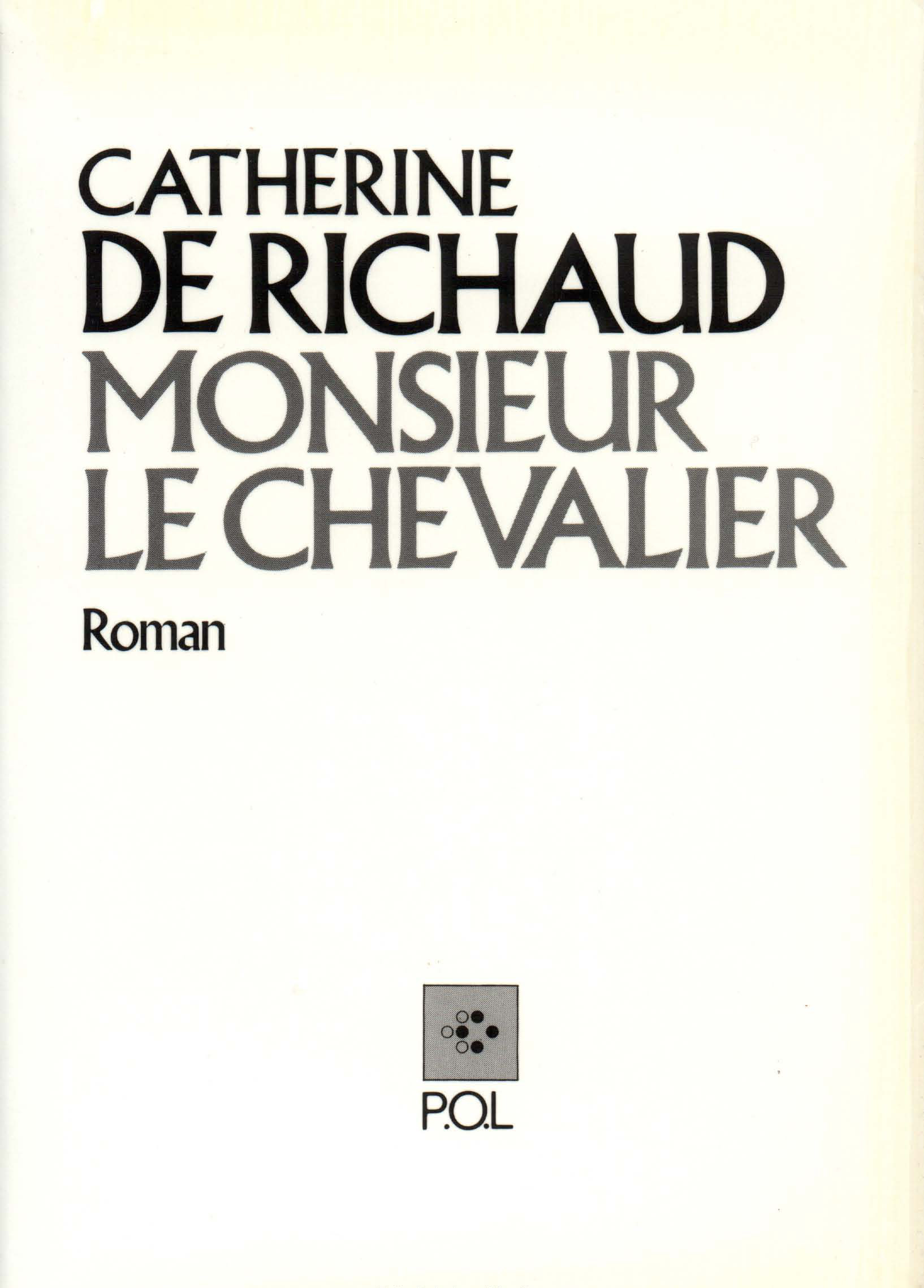 Monsieur le Chevalier (9782867440601-front-cover)