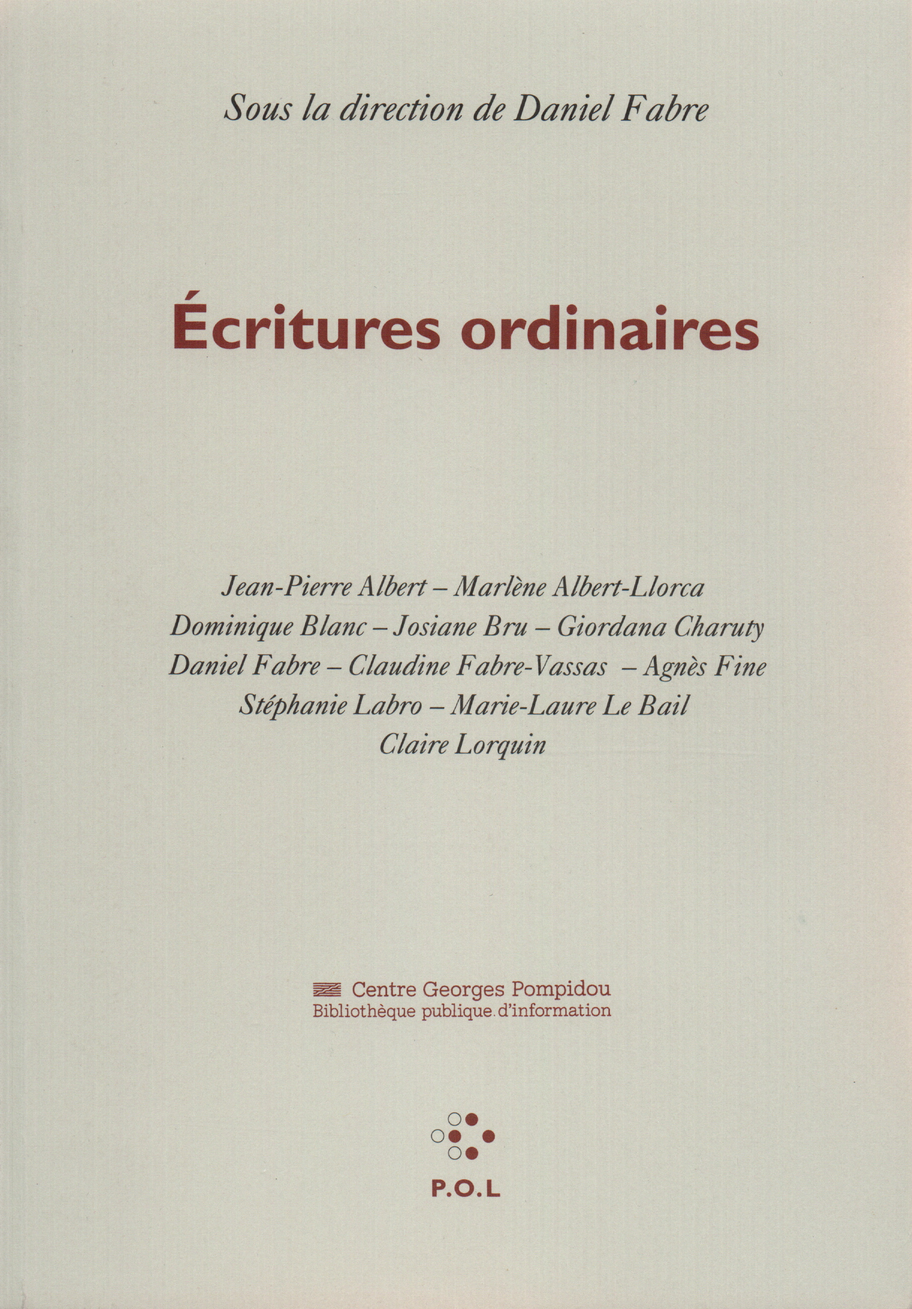 Écritures ordinaires (9782867443879-front-cover)