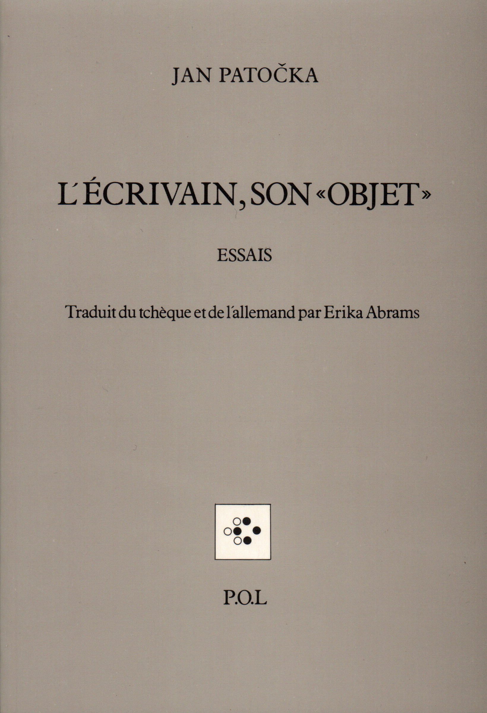L'Écrivain, son "objet" (9782867441165-front-cover)