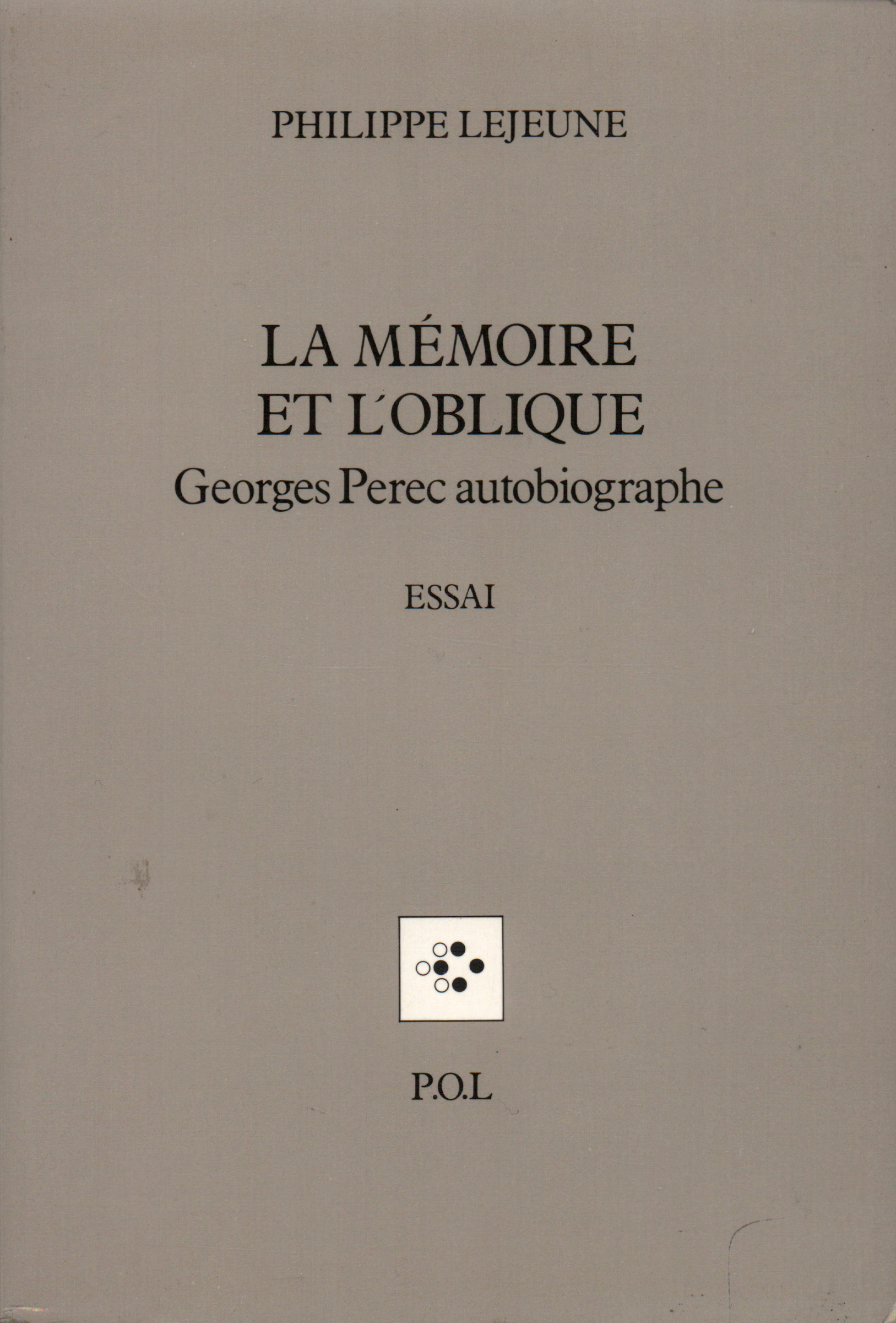 La Mémoire et l'Oblique, Georges Perec autobiographe (9782867441967-front-cover)