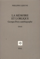 La Mémoire et l'Oblique, Georges Perec autobiographe (9782867441967-front-cover)