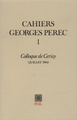 Cahiers Georges Perec, Colloque de Cerisy, juillet 1984 (9782867440458-front-cover)