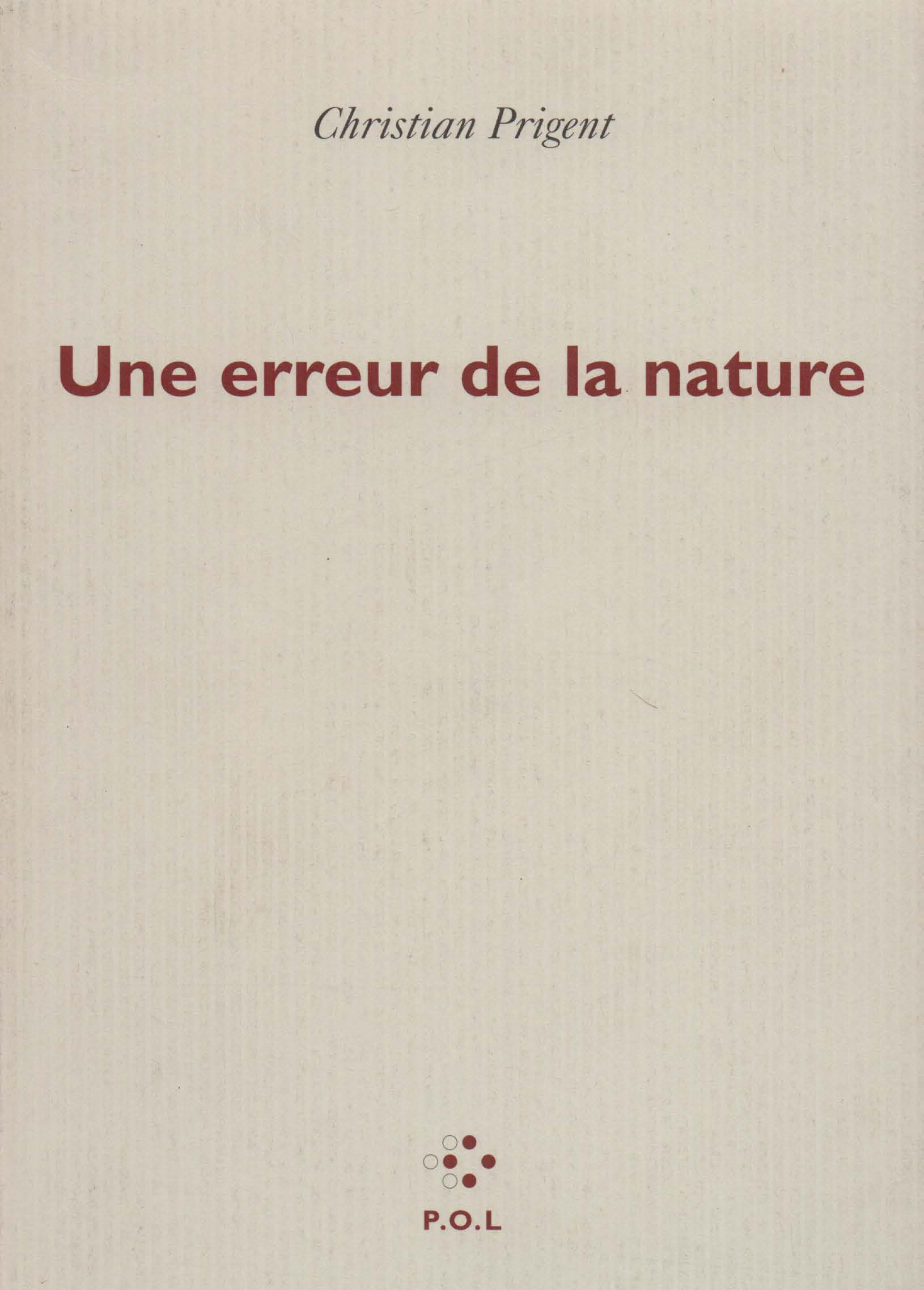 Une erreur de la nature (9782867445019-front-cover)