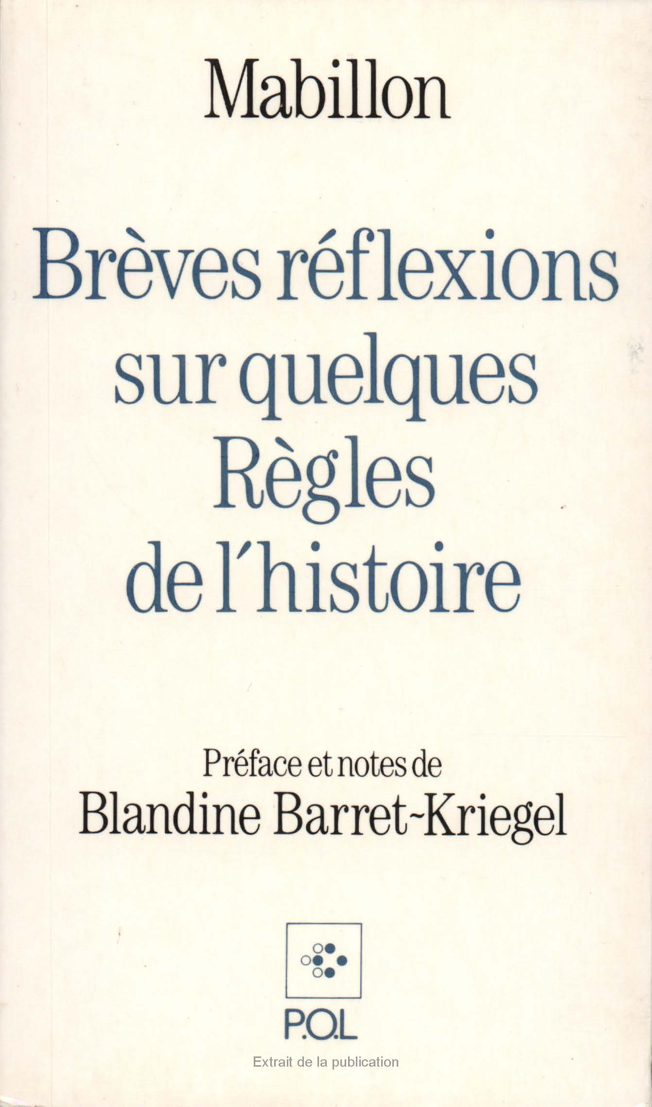 Brèves Réflexions sur quelques règles de l'histoire (9782867441691-front-cover)