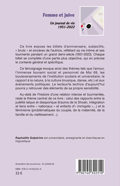 Femme et juive, Un journal de vie 1951 - 2022 (9782140322310-back-cover)