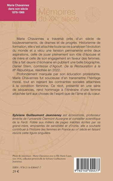 Marie Chavannes dans son siècle 1876-1966, Transmission et liberté (9782140304477-back-cover)