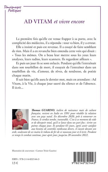 Ad vitam et vivre encore (9782140321443-back-cover)