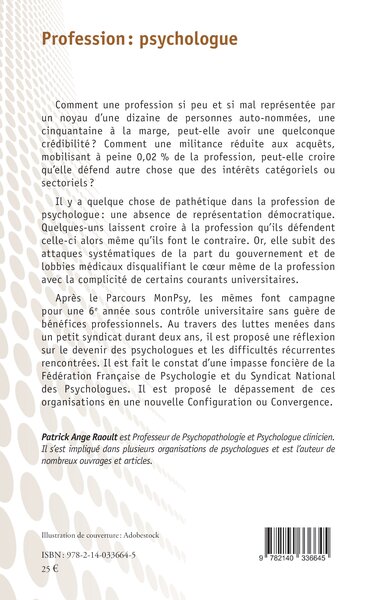 Profession : psychologue, Impasse syndicale et fédérative (9782140336645-back-cover)