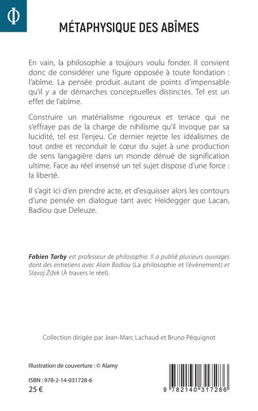 Métaphysique des abîmes (9782140317286-back-cover)