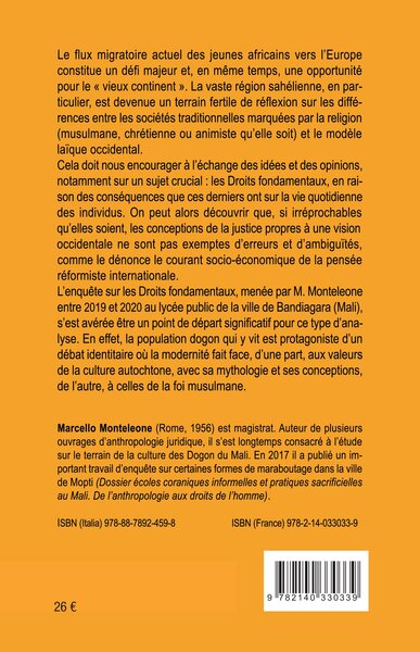 Droits fondamentaux et jeunes en Afrique, Une recherche entre mythe et réformisme menée au lycée de Bandiagara et au pays Dogon  (9782140330339-back-cover)