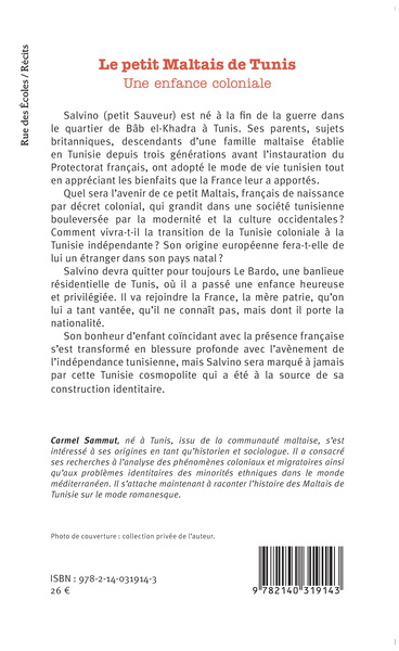 Le petit Maltais de Tunis, Une enfance coloniale (9782140319143-back-cover)
