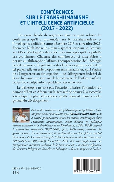 Conférences sur le transhumanisme et l'intelligence artificielle (2017-2022) (9782140346507-back-cover)