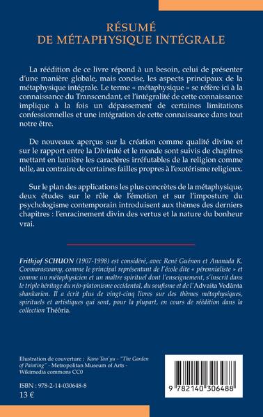 Résumé de métaphysique intégrale (9782140306488-back-cover)