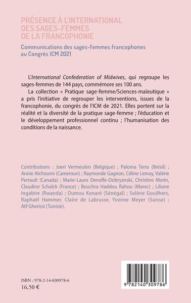 Présence à l'international des sages-femmes de la francophonie, Communications des sages-femmes francophones au Congrès ICM 2021 (9782140309786-back-cover)