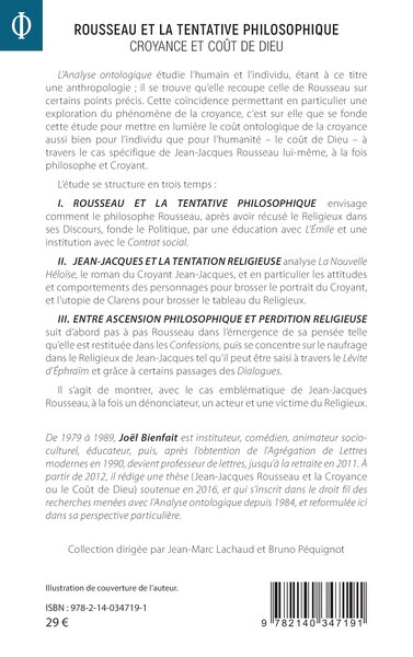 Rousseau et la tentative philosophique, Croyance et coût de Dieu (9782140347191-back-cover)