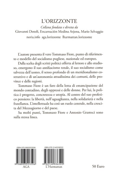 Il pensiero socialista e meridionalista di tommaso fiore, Antologia (9782140336522-back-cover)